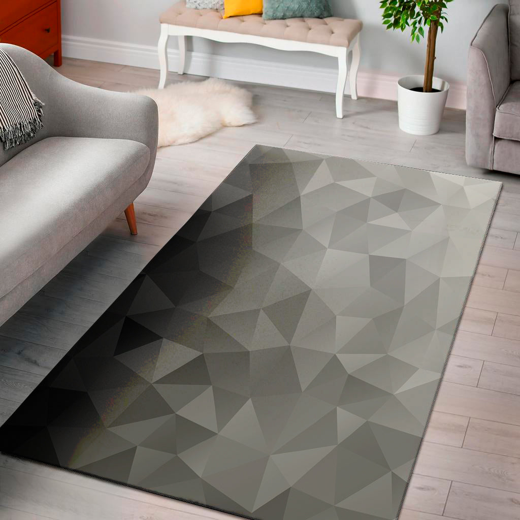 Grey Polygonal Geometric Print Area Rug