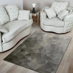 Grey Polygonal Geometric Print Area Rug