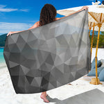 Grey Polygonal Geometric Print Beach Sarong Wrap
