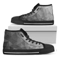 Grey Polygonal Geometric Print Black High Top Sneakers