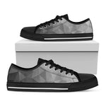 Grey Polygonal Geometric Print Black Low Top Shoes