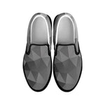 Grey Polygonal Geometric Print Black Slip On Shoes