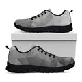 Grey Polygonal Geometric Print Black Running Shoes