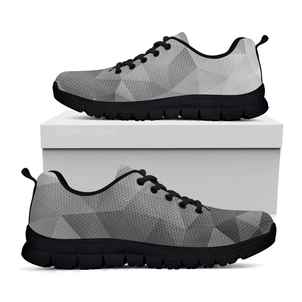 Grey Polygonal Geometric Print Black Sneakers