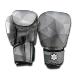 Grey Polygonal Geometric Print Boxing Gloves