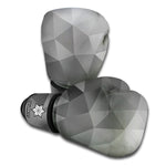 Grey Polygonal Geometric Print Boxing Gloves