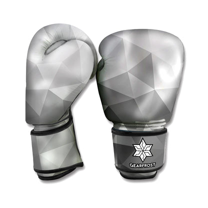 Grey Polygonal Geometric Print Boxing Gloves