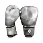 Grey Polygonal Geometric Print Boxing Gloves