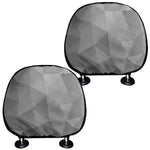 Grey Polygonal Geometric Print Car Headrest Covers