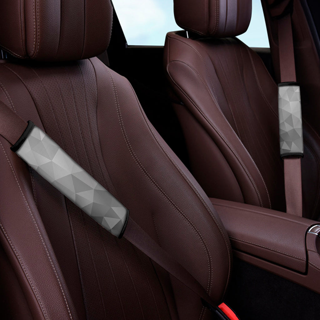 Grey Polygonal Geometric Print Car Seat Belt Covers