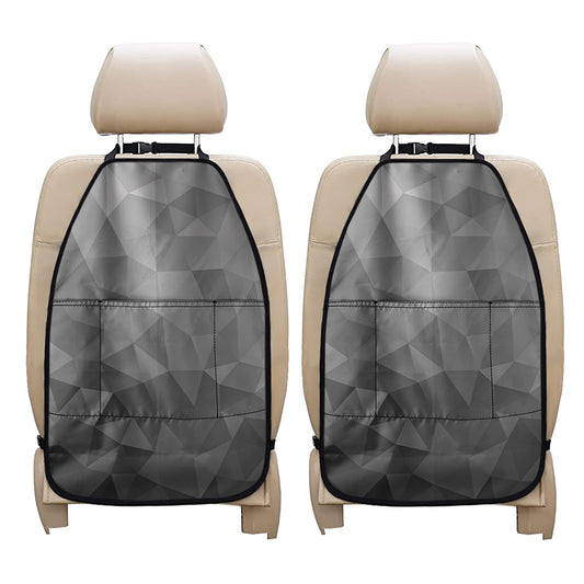 Grey Polygonal Geometric Print Car Seat Organizers