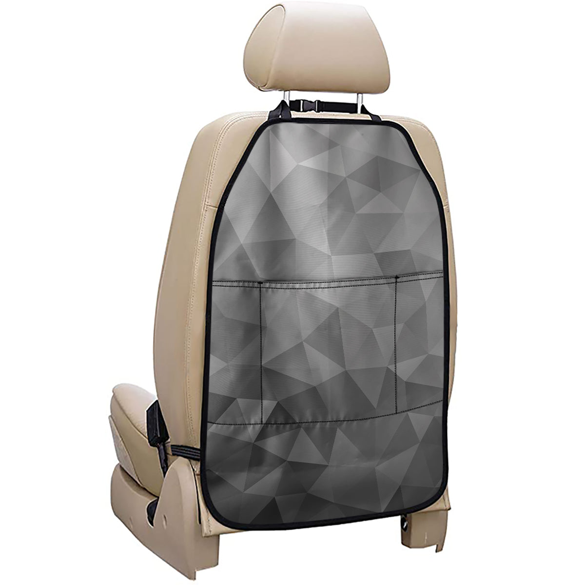 Grey Polygonal Geometric Print Car Seat Organizers