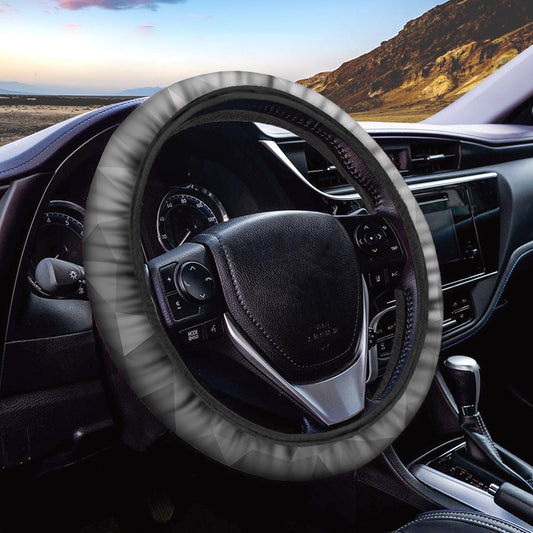 Grey Polygonal Geometric Print Car Steering Wheel Cover