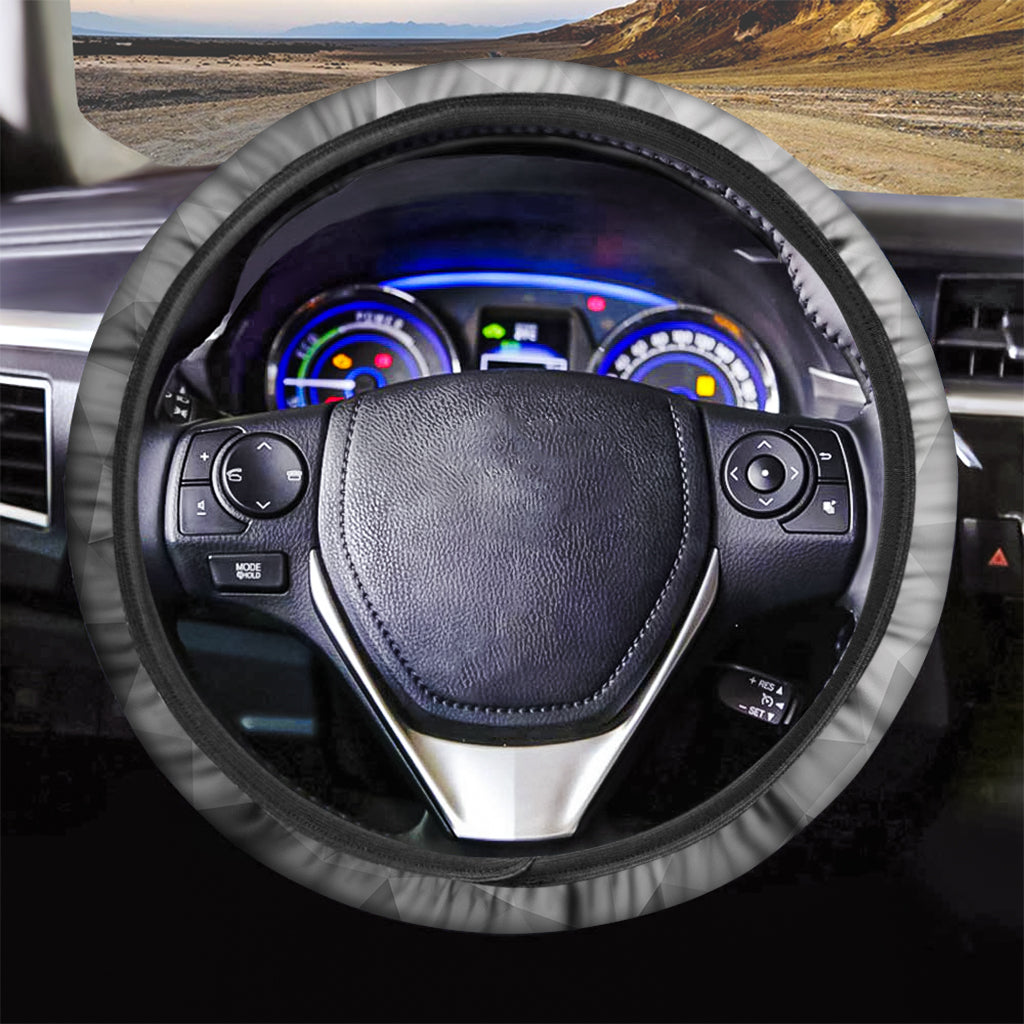 Grey Polygonal Geometric Print Car Steering Wheel Cover