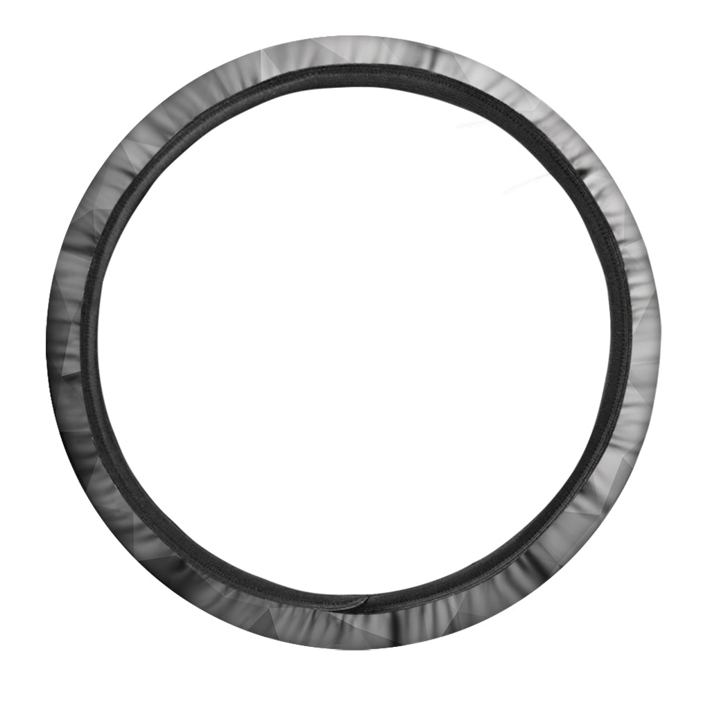 Grey Polygonal Geometric Print Car Steering Wheel Cover