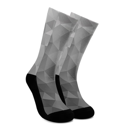 Grey Polygonal Geometric Print Crew Socks
