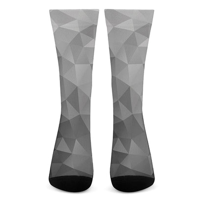 Grey Polygonal Geometric Print Crew Socks