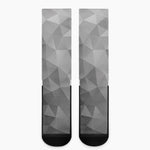 Grey Polygonal Geometric Print Crew Socks
