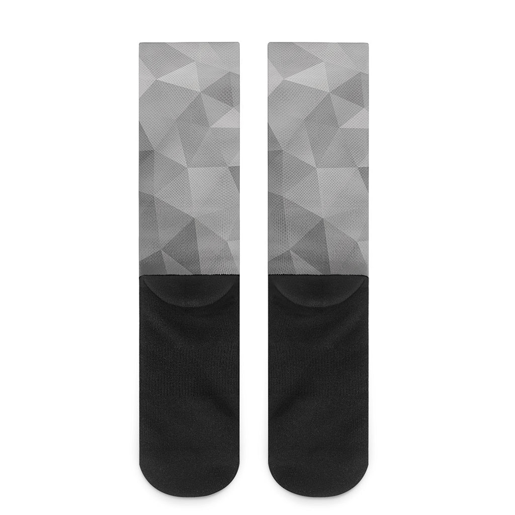 Grey Polygonal Geometric Print Crew Socks
