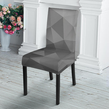 Grey Polygonal Geometric Print Dining Chair Slipcover