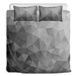 Grey Polygonal Geometric Print Duvet Cover Bedding Set