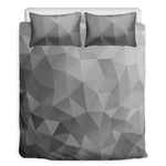 Grey Polygonal Geometric Print Duvet Cover Bedding Set