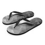 Grey Polygonal Geometric Print Flip Flops