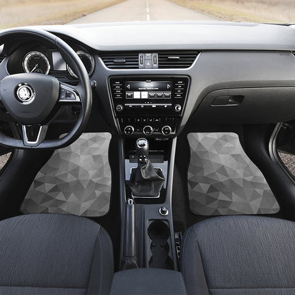 Grey Polygonal Geometric Print Front and Back Car Floor Mats