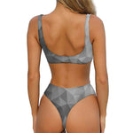 Grey Polygonal Geometric Print Front Bow Tie Bikini