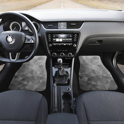 Grey Polygonal Geometric Print Front Car Floor Mats