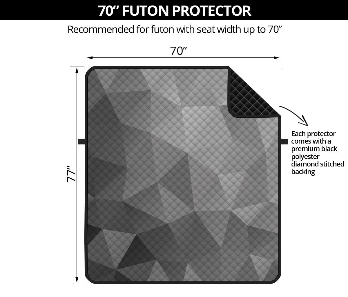 Grey Polygonal Geometric Print Futon Protector