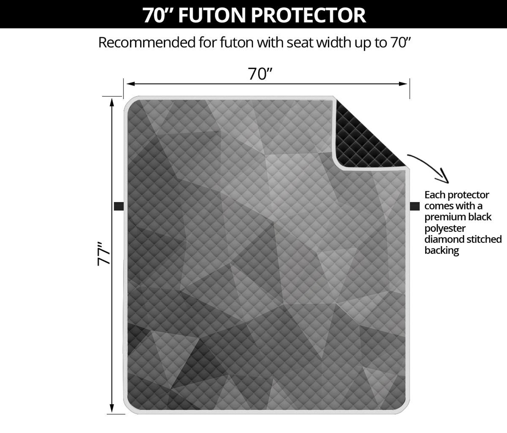 Grey Polygonal Geometric Print Futon Protector