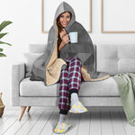 Grey Polygonal Geometric Print Hooded Blanket