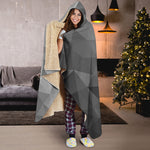 Grey Polygonal Geometric Print Hooded Blanket