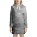 Grey Polygonal Geometric Print Pullover Hoodie Dress