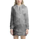 Grey Polygonal Geometric Print Hoodie Dress