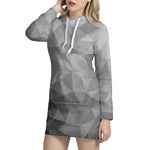 Grey Polygonal Geometric Print Hoodie Dress