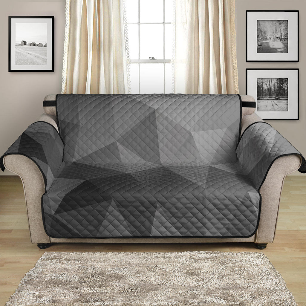 Grey Polygonal Geometric Print Loveseat Protector