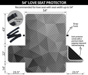 Grey Polygonal Geometric Print Loveseat Protector