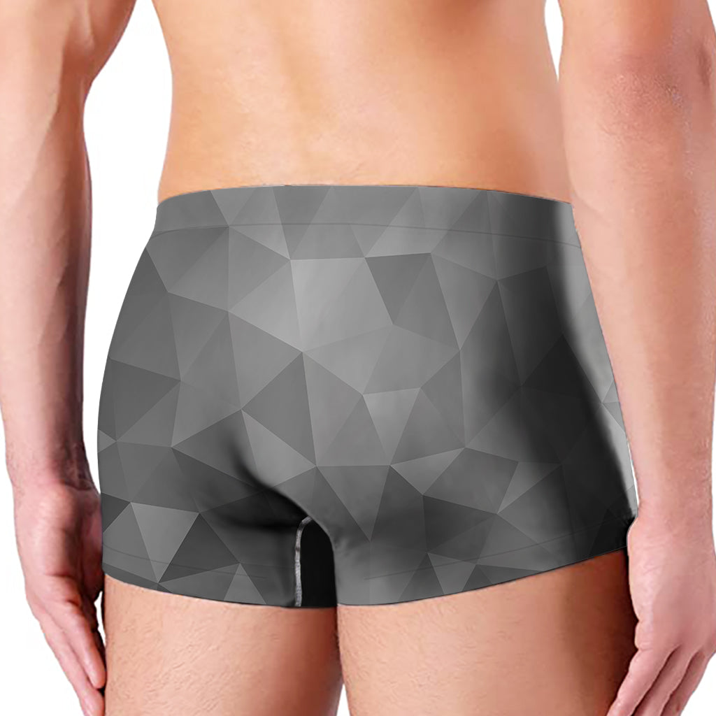 Grey Polygonal Geometric Print Men's Boxer Briefs