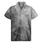 Grey Polygonal Geometric Print Men's Short Sleeve Shirt