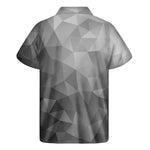 Grey Polygonal Geometric Print Men's Short Sleeve Shirt