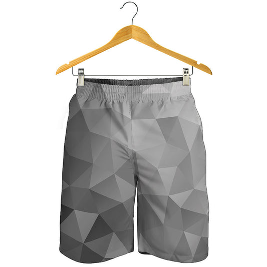 Grey Polygonal Geometric Print Men's Shorts
