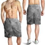 Grey Polygonal Geometric Print Men's Shorts