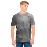 Grey Polygonal Geometric Print Men's T-Shirt