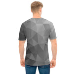 Grey Polygonal Geometric Print Men's T-Shirt