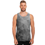 Grey Polygonal Geometric Print Men's Tank Top