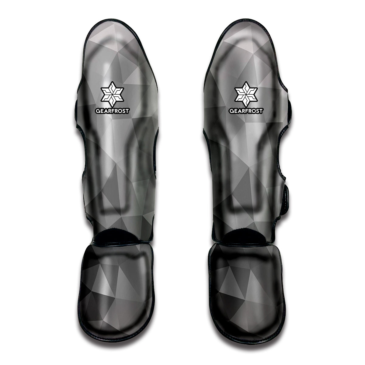 Grey Polygonal Geometric Print Muay Thai Shin Guard