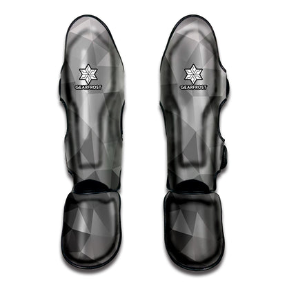 Grey Polygonal Geometric Print Muay Thai Shin Guard