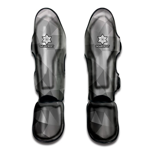 Grey Polygonal Geometric Print Muay Thai Shin Guard